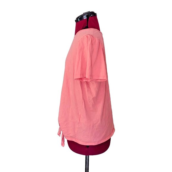 Nautica Knit Top Sugar Coral Womens Size XL Side Tie Logo Keyhole Back - Picture 3 of 6